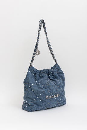 22 Small Studded Denim Bag