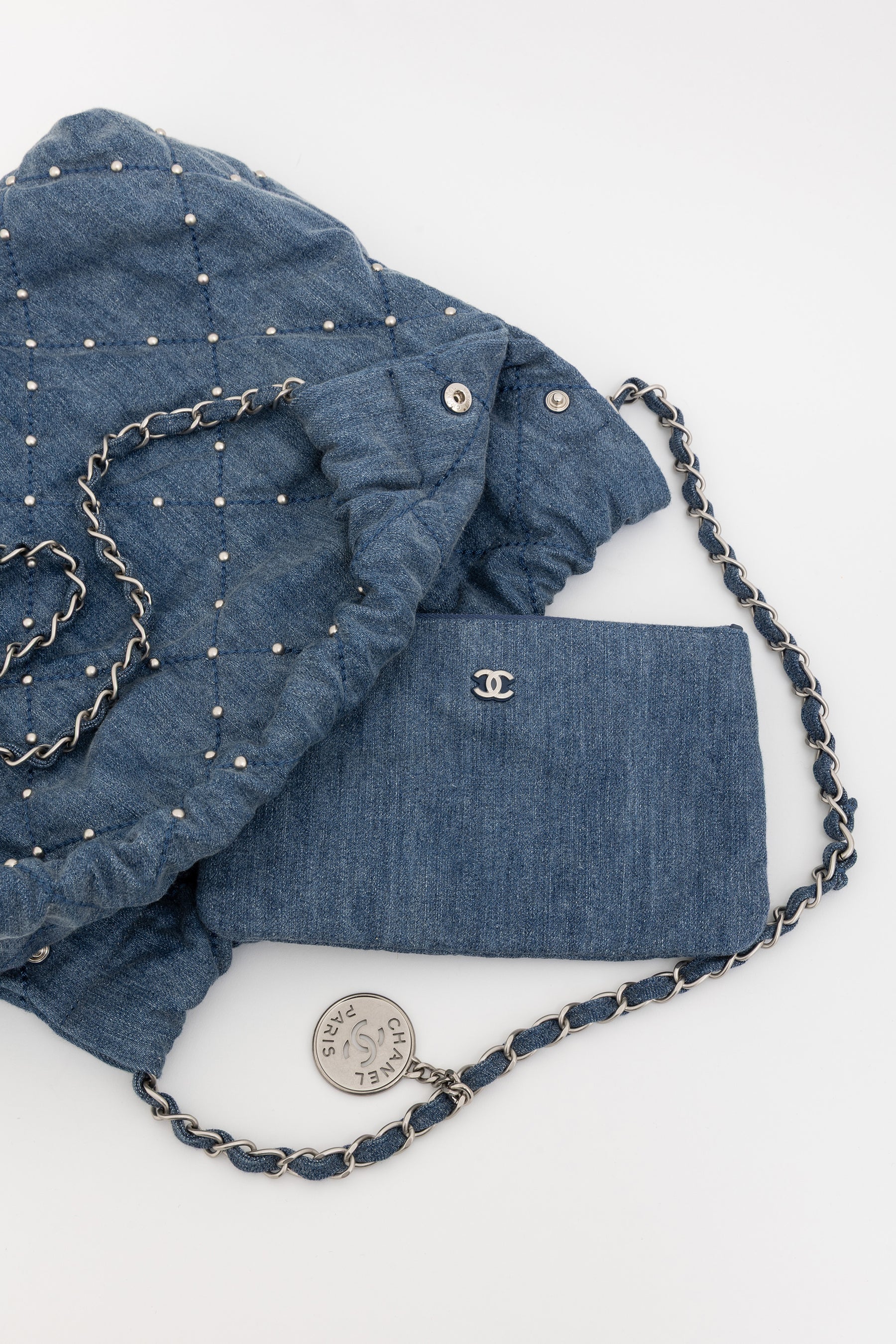 22 Small Studded Denim Bag