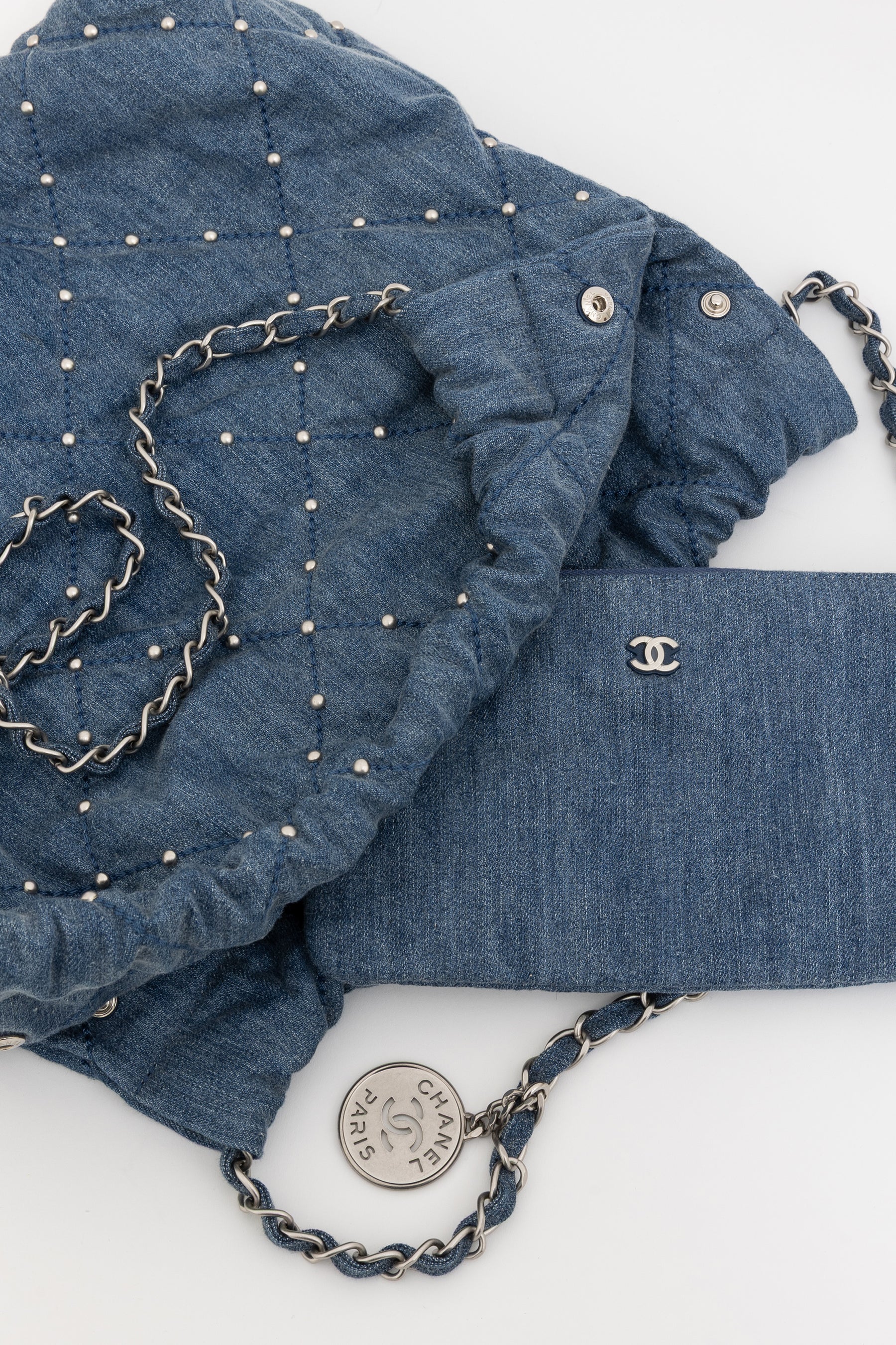 22 Small Studded Denim Bag