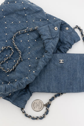 22 Small Studded Denim Bag