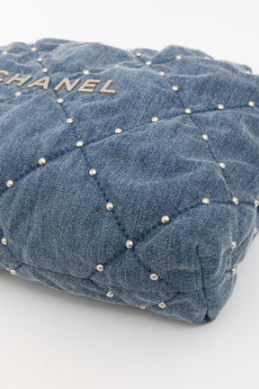 22 Small Studded Denim Bag