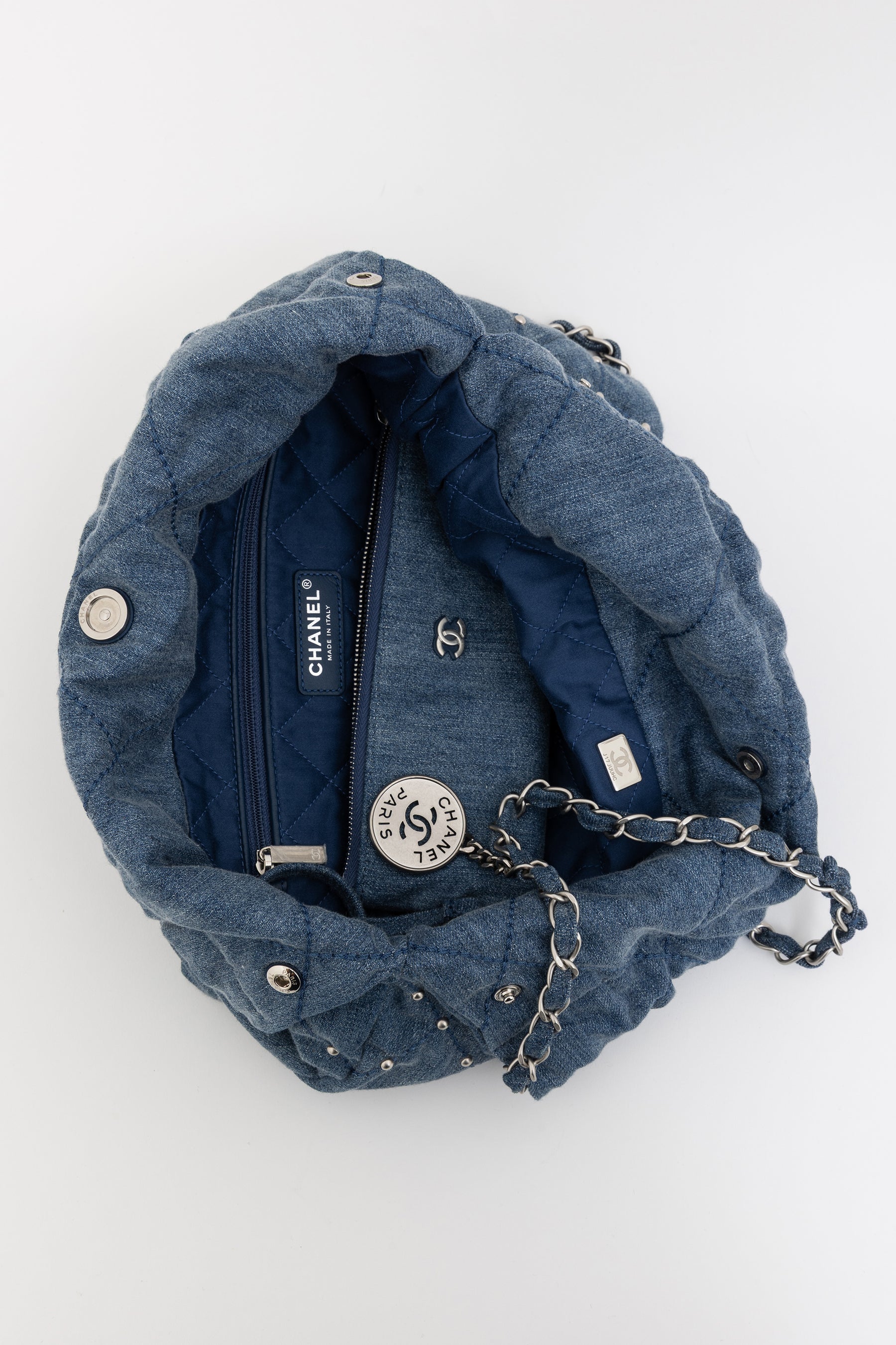 22 Small Studded Denim Bag