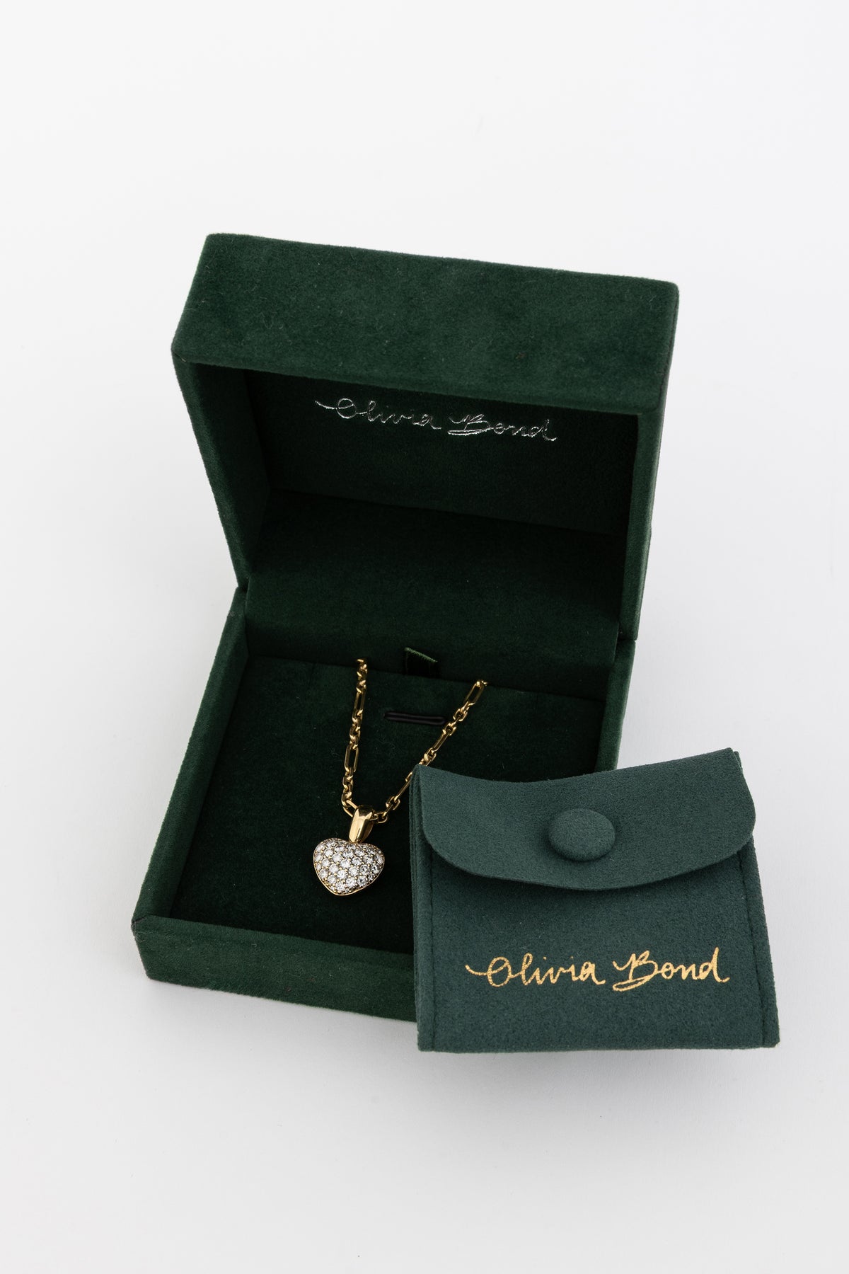 18k Gold & Diamond Pavé Heart Charm and 18k Gold Summer Necklace