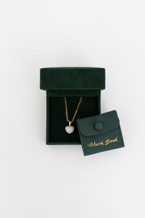 18k Gold & Diamond Pavé Heart Charm and 18k Gold Summer Necklace