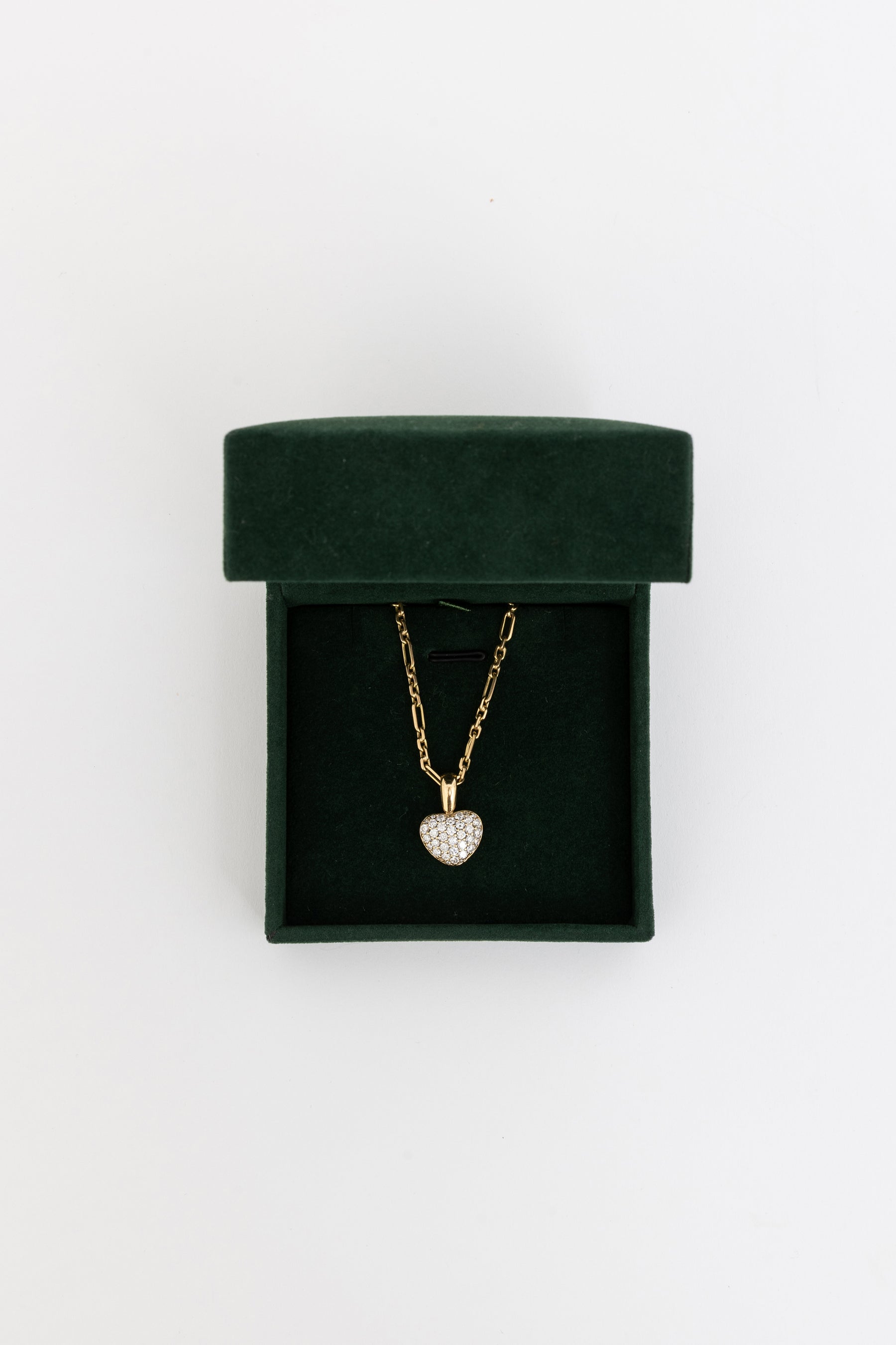 18k Gold & Diamond Pavé Heart Charm and 18k Gold Summer Necklace