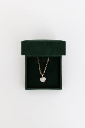 18k Gold & Diamond Pavé Heart Charm and 18k Gold Summer Necklace