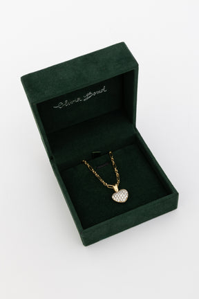 18k Gold & Diamond Pavé Heart Charm and 18k Gold Summer Necklace