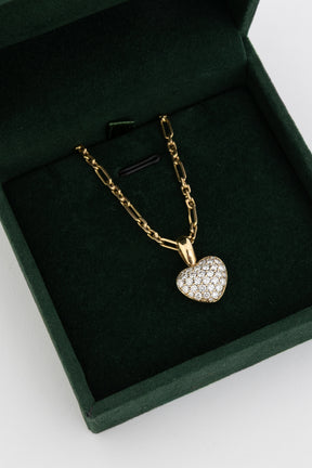 18k Gold & Diamond Pavé Heart Charm and 18k Gold Summer Necklace