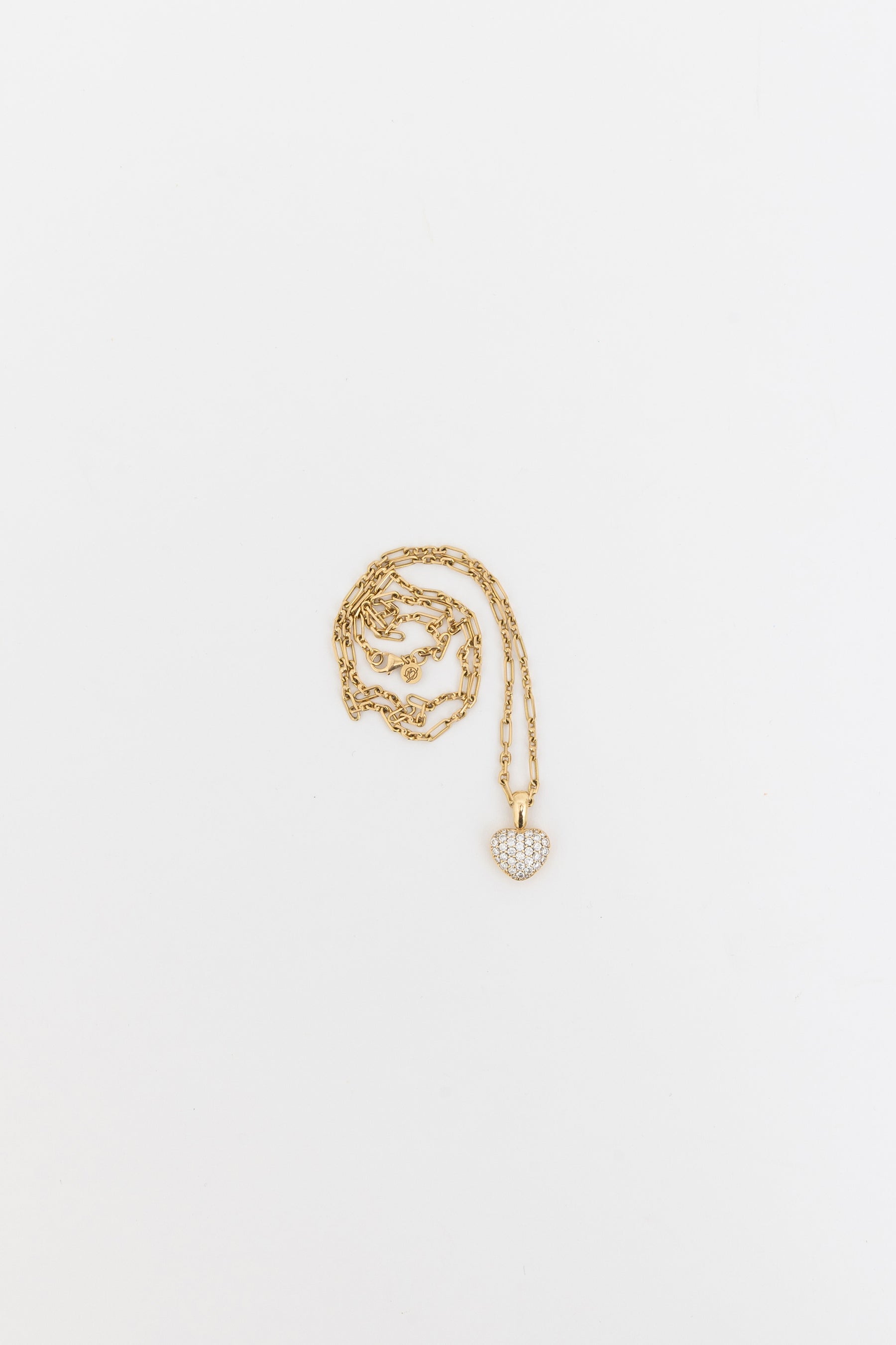 18k Gold & Diamond Pavé Heart Charm and 18k Gold Summer Necklace