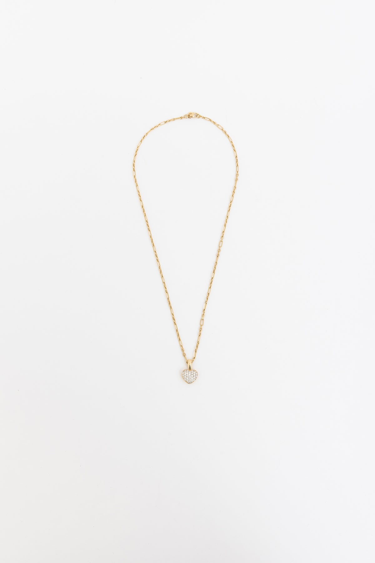 18k Gold & Diamond Pavé Heart Charm and 18k Gold Summer Necklace