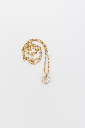 18k Gold & Diamond Pavé Heart Charm and 18k Gold Summer Necklace