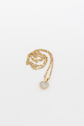 18k Gold & Diamond Pavé Heart Charm and 18k Gold Summer Necklace