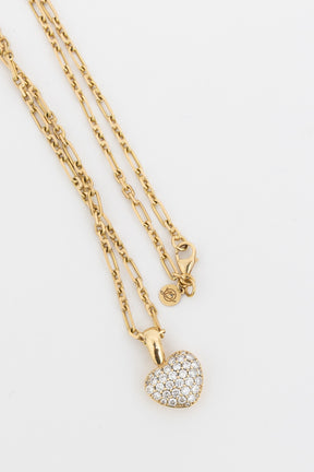 18k Gold & Diamond Pavé Heart Charm and 18k Gold Summer Necklace