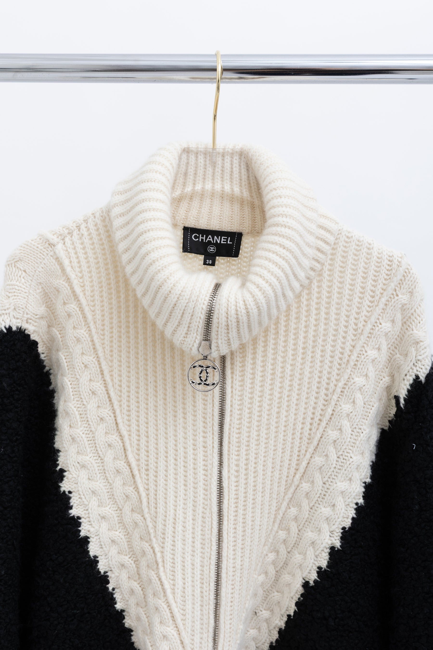 Cable Knit Wool Cashmere Blend Zipped Jacket