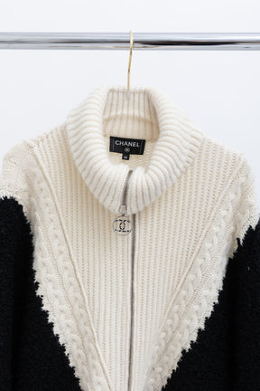 Cable Knit Wool Cashmere Blend Zipped Jacket