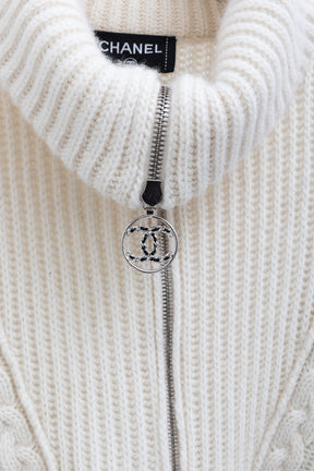 Cable Knit Wool Cashmere Blend Zipped Jacket