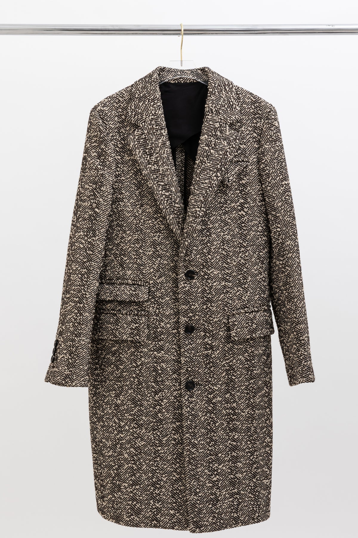 Single Breasted Boucle Fabric Coat
