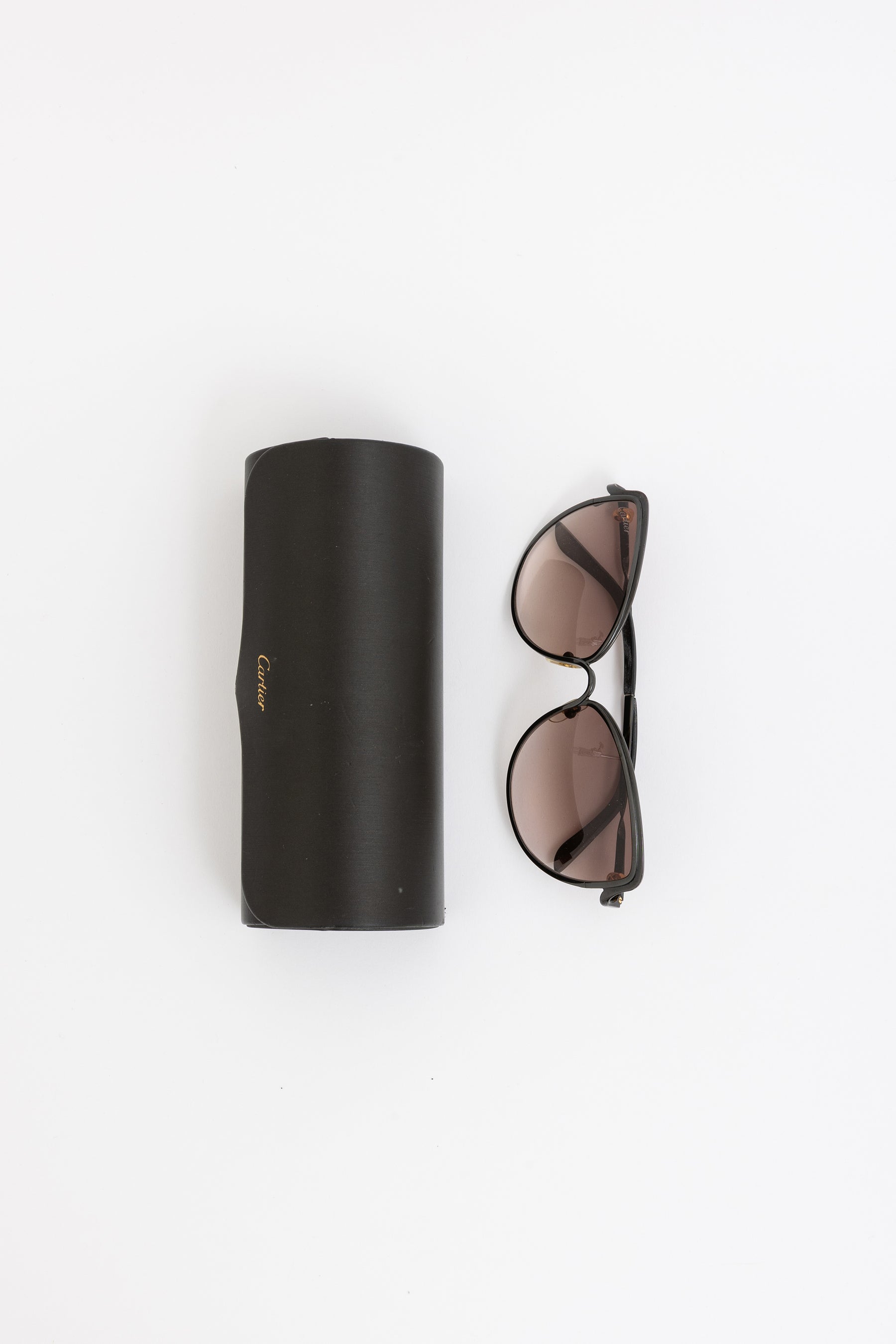 Cartier Black Oversized Round Cat Eye Sunglasses