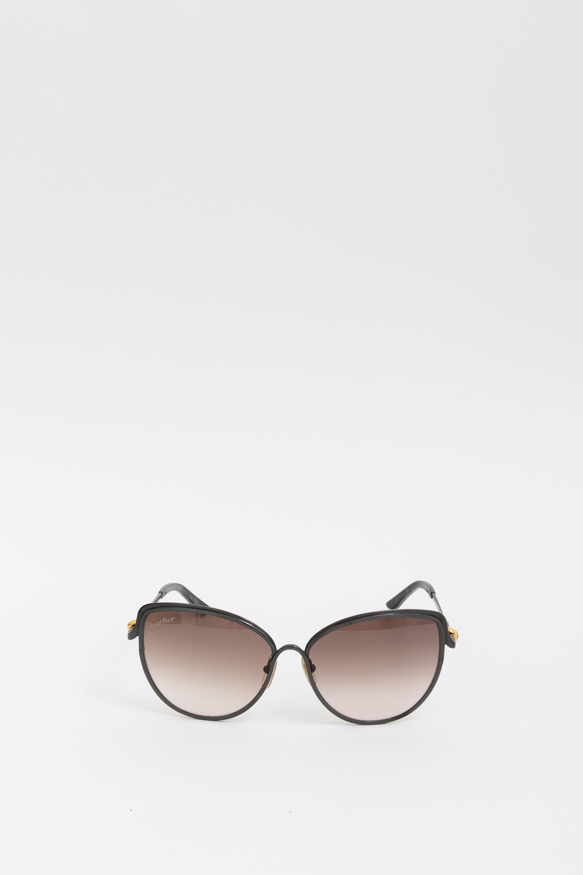 Cartier Black Oversized Round Cat Eye Sunglasses