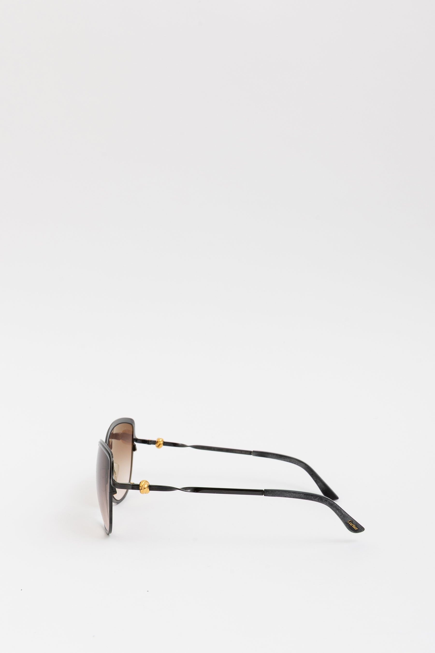Cartier Black Oversized Round Cat Eye Sunglasses
