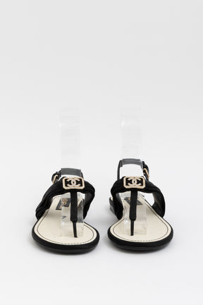 Crystal Logo T-Strap Sandals