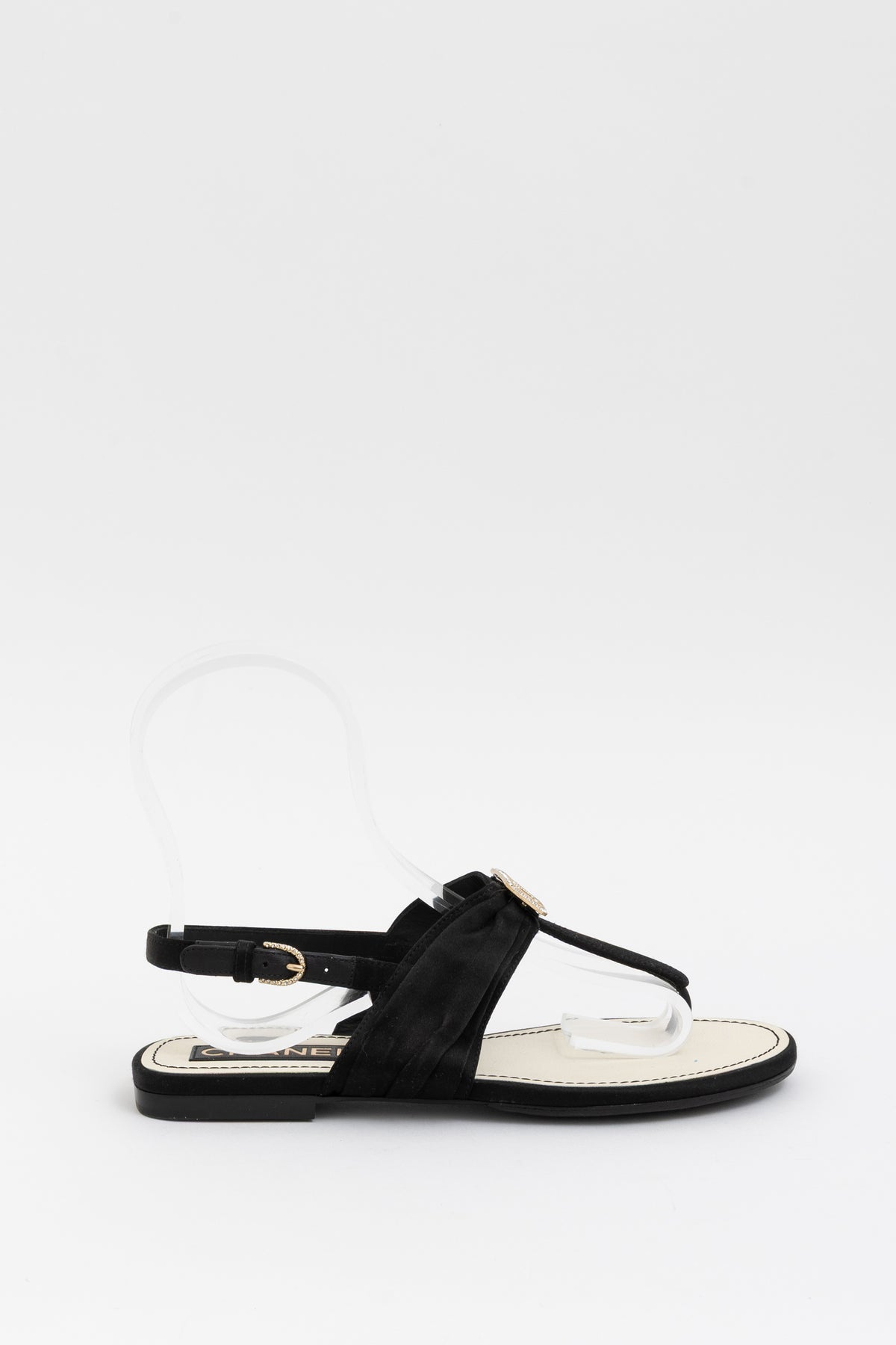 Crystal Logo T-Strap Sandals