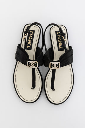 Crystal Logo T-Strap Sandals