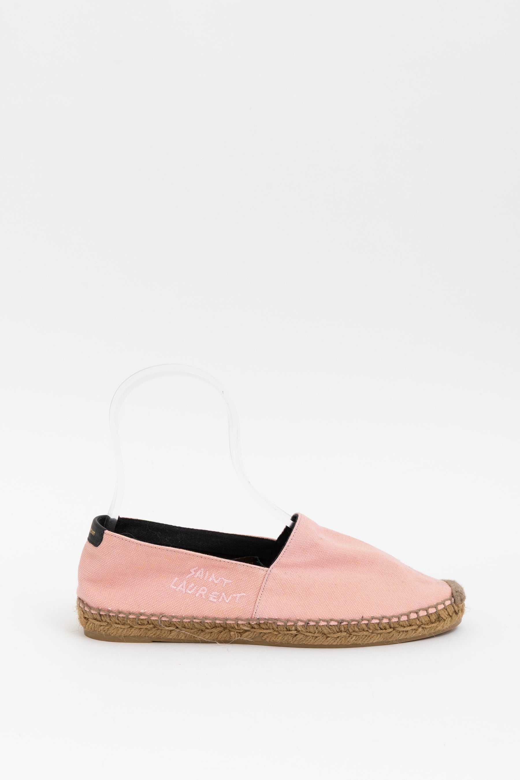 Saint Laurent Pink Canvas Signature Logo Espadrilles