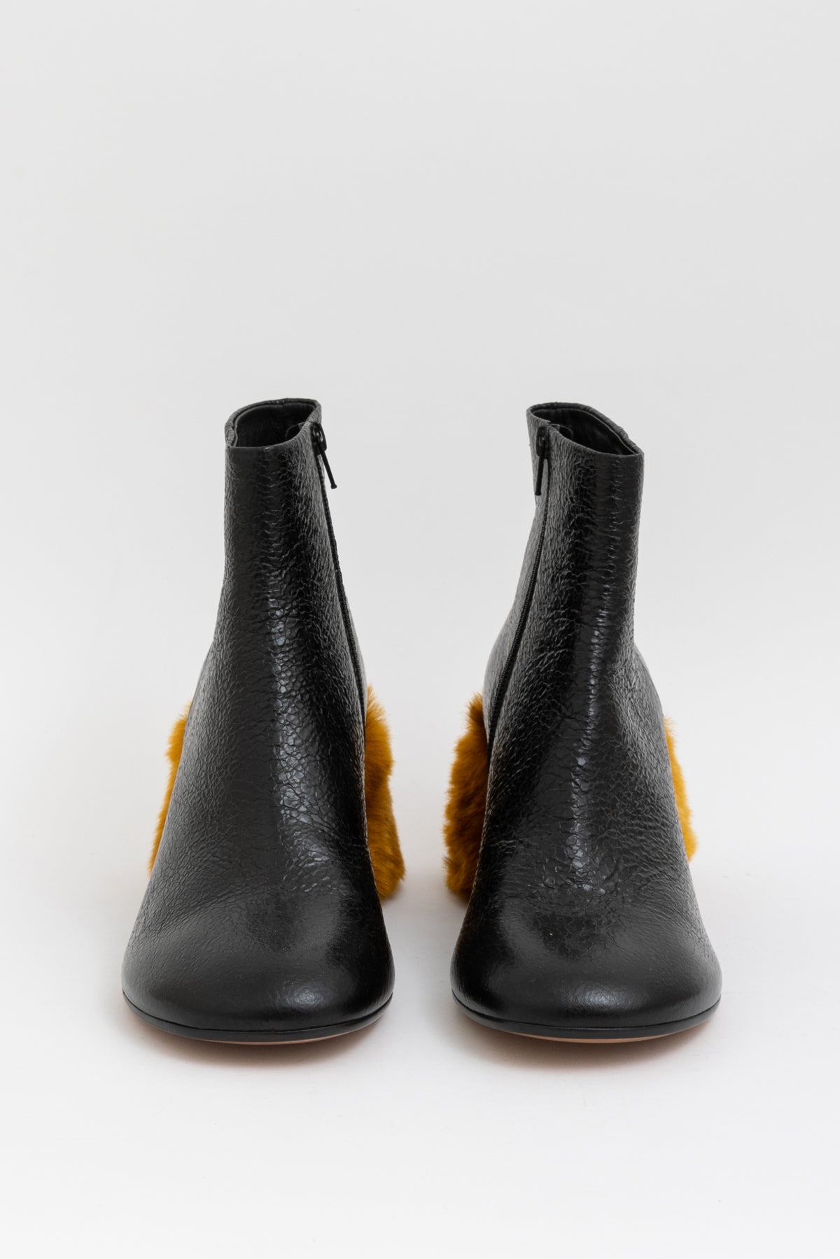 MM6 Faux-Fur Heeled Ankle Boots