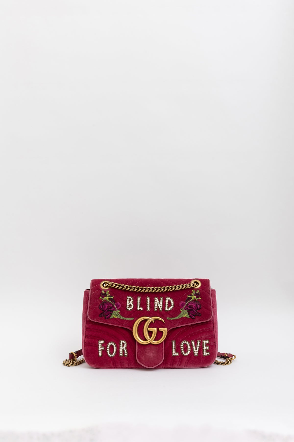 Blind for Love Embroidered Medium GG Marmont Shoulder Bag