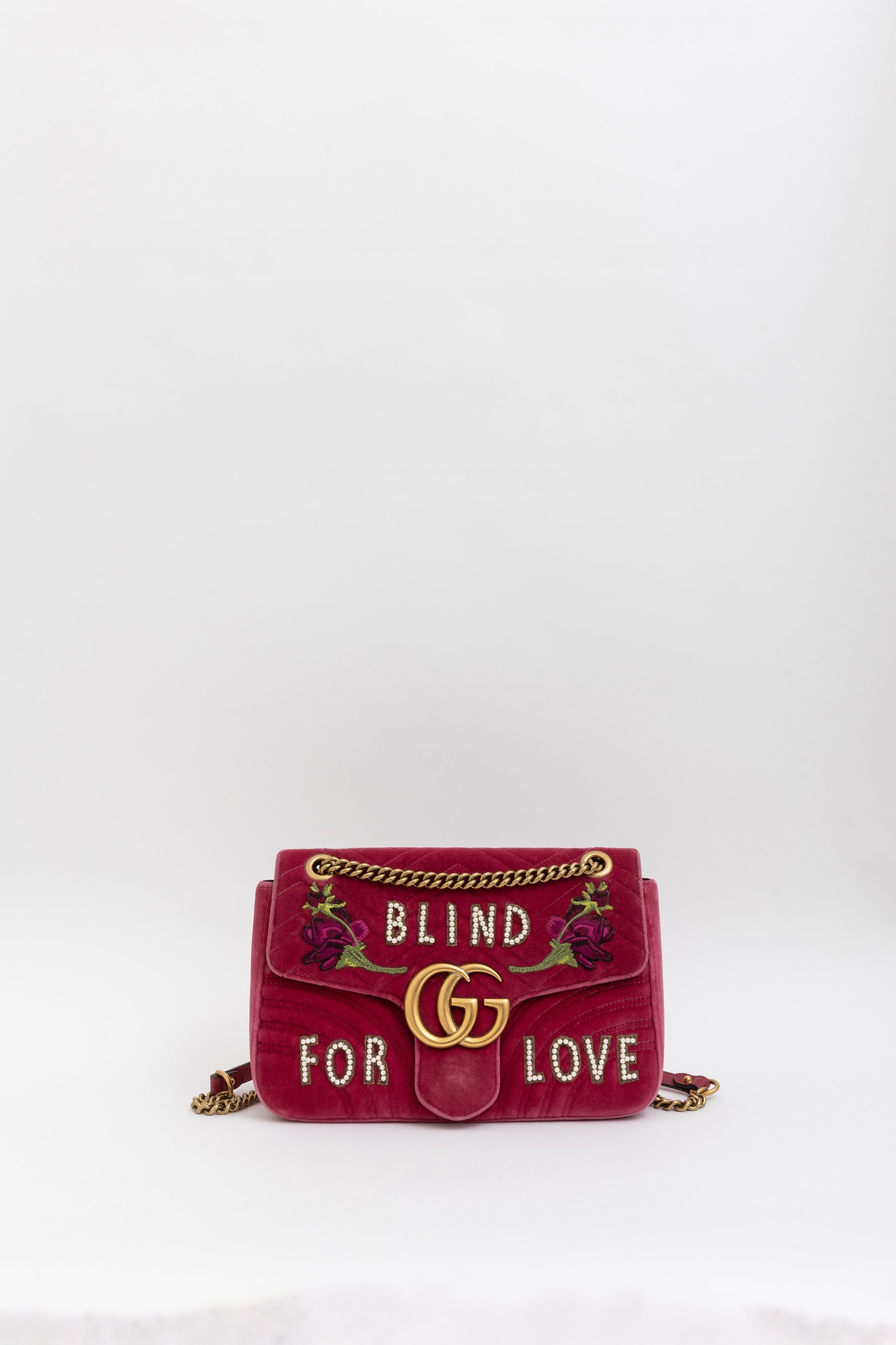 Gucci Velvet Matelasse Blind for Love Embroidered Medium GG