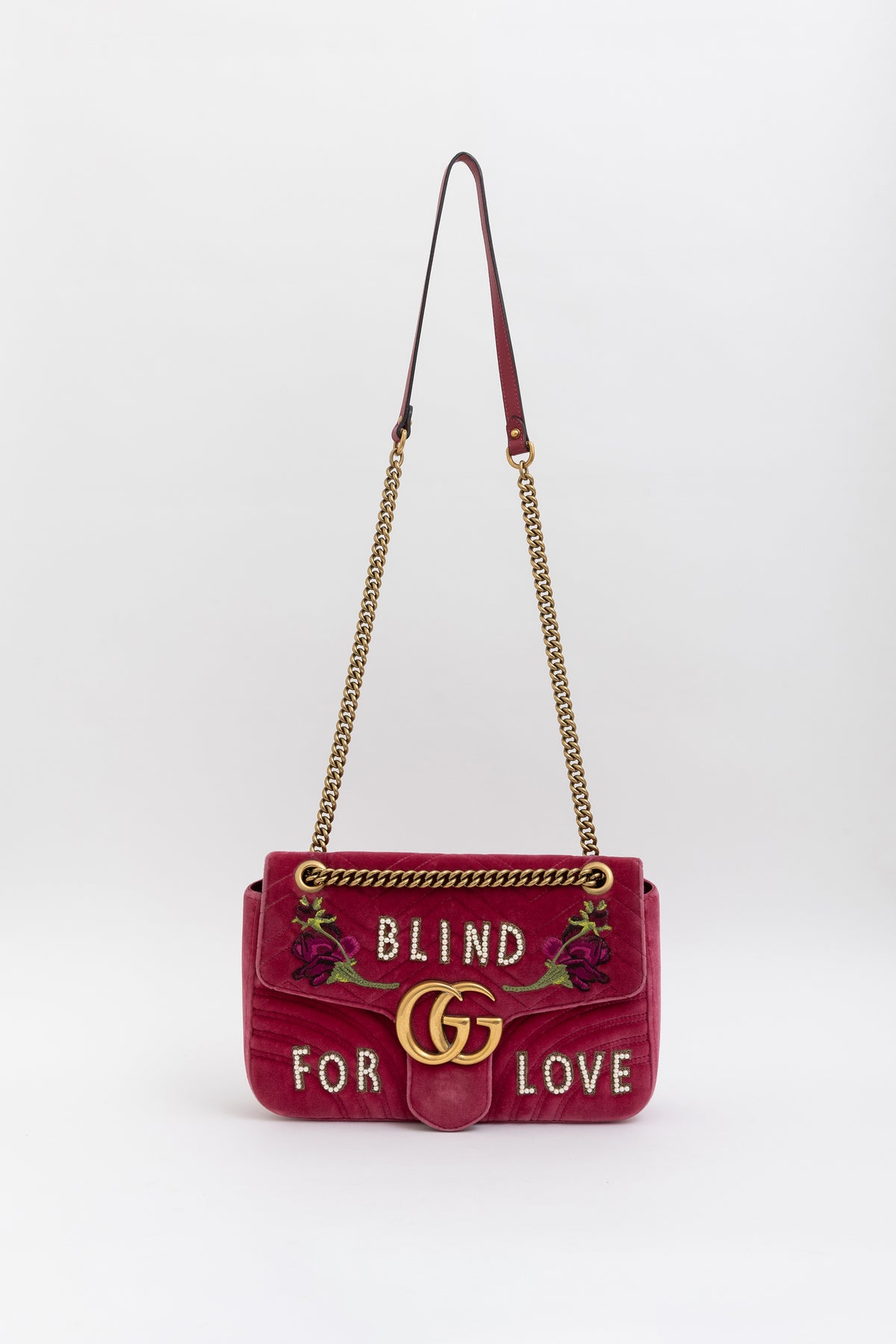 Blind for Love Embroidered Medium GG Marmont Shoulder Bag