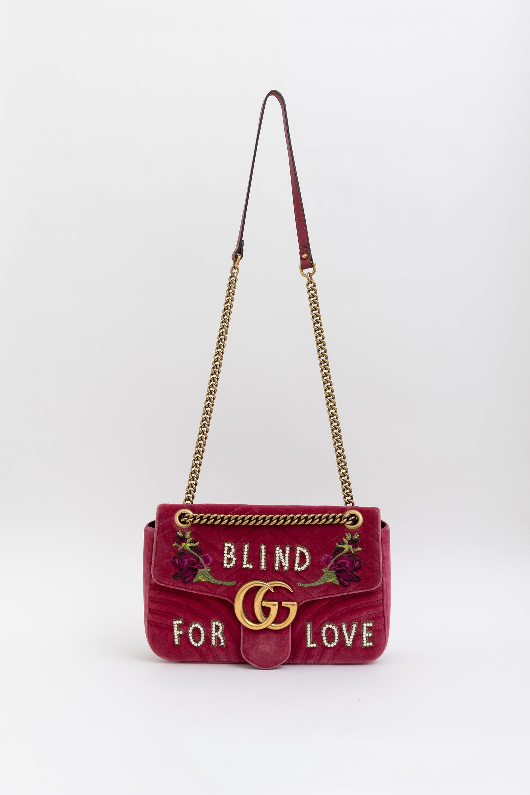 Blind for Love Embroidered Medium GG Marmont Shoulder Bag
