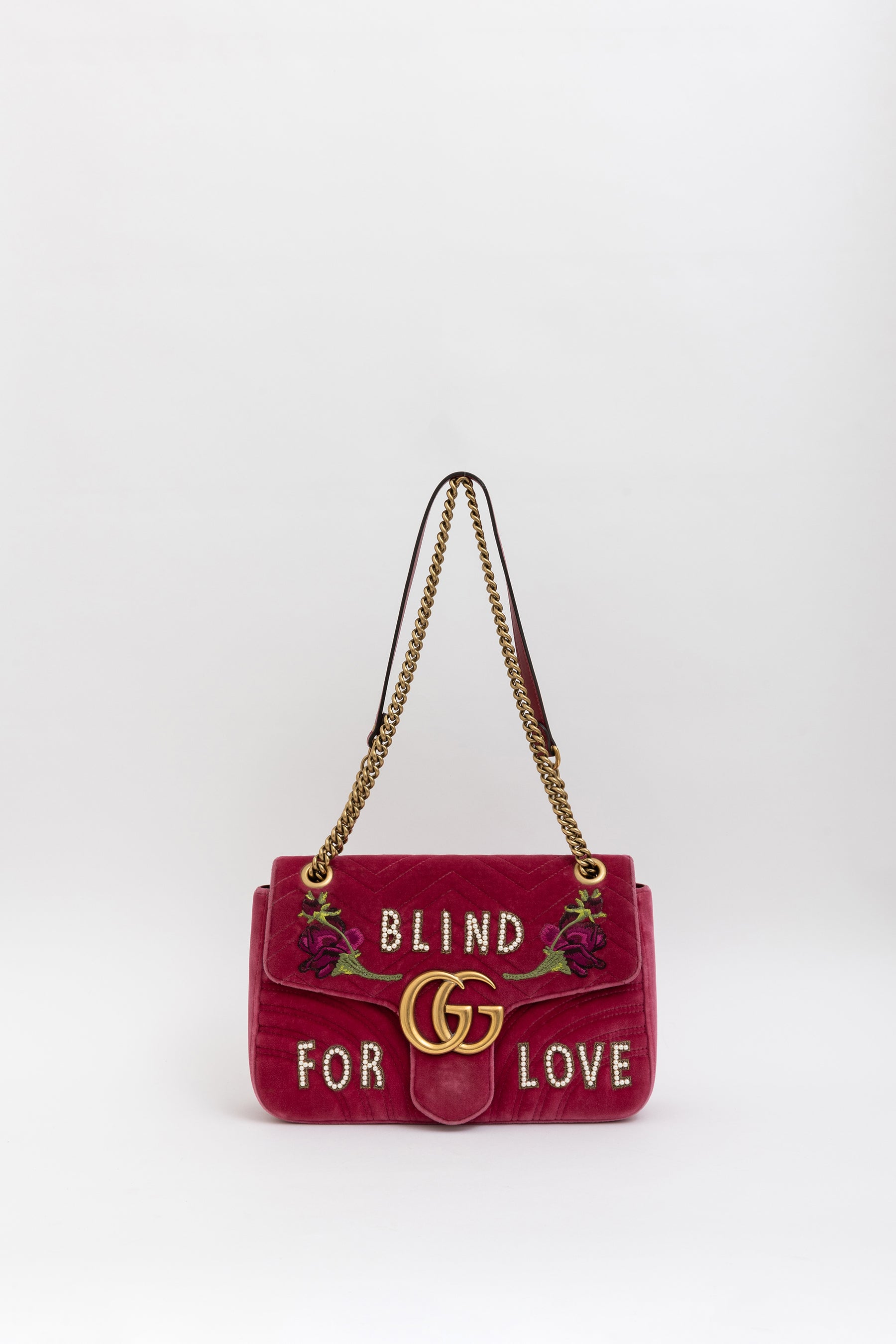 Blind for Love Embroidered Medium GG Marmont Shoulder Bag