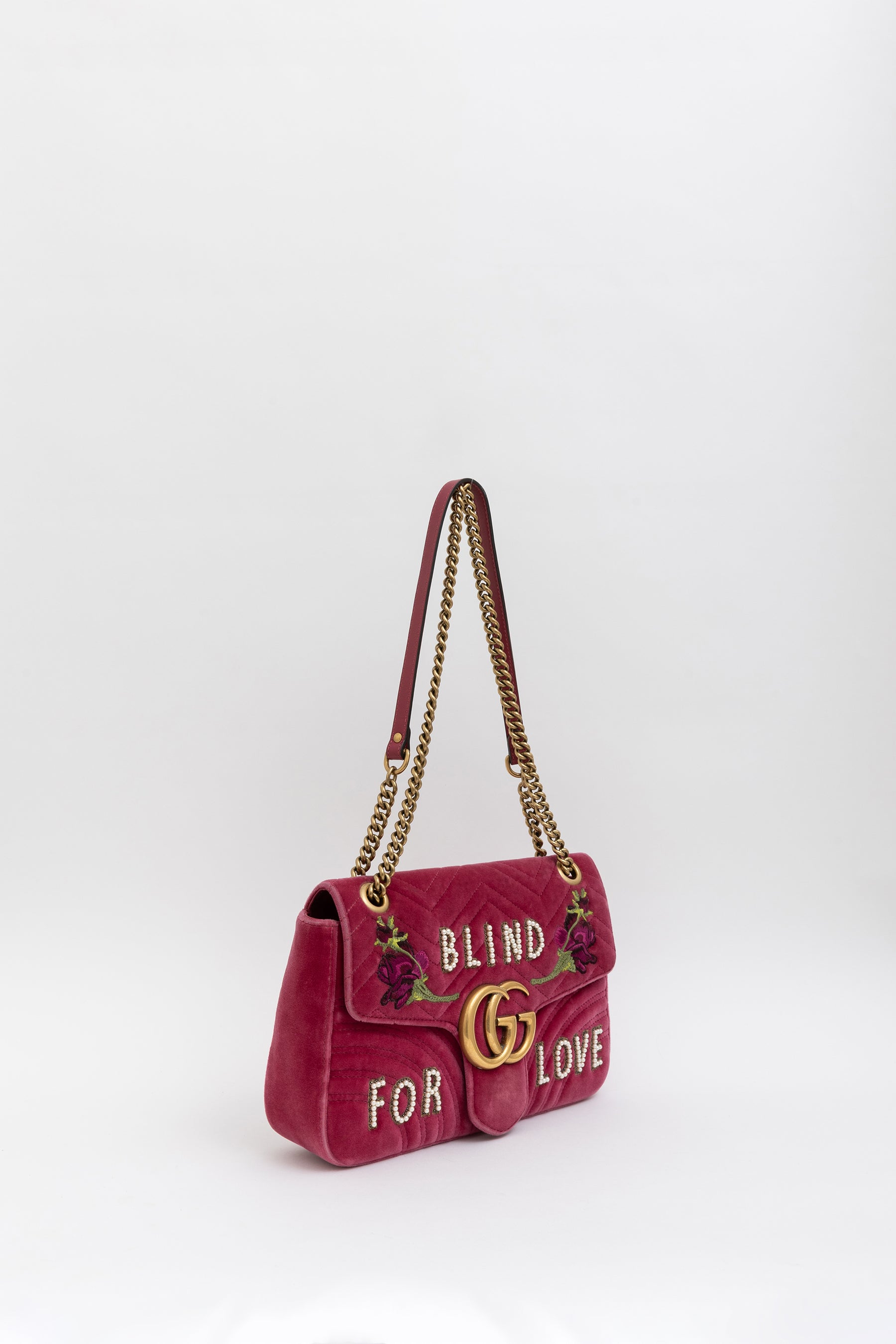 Blind for Love Embroidered Medium GG Marmont Shoulder Bag