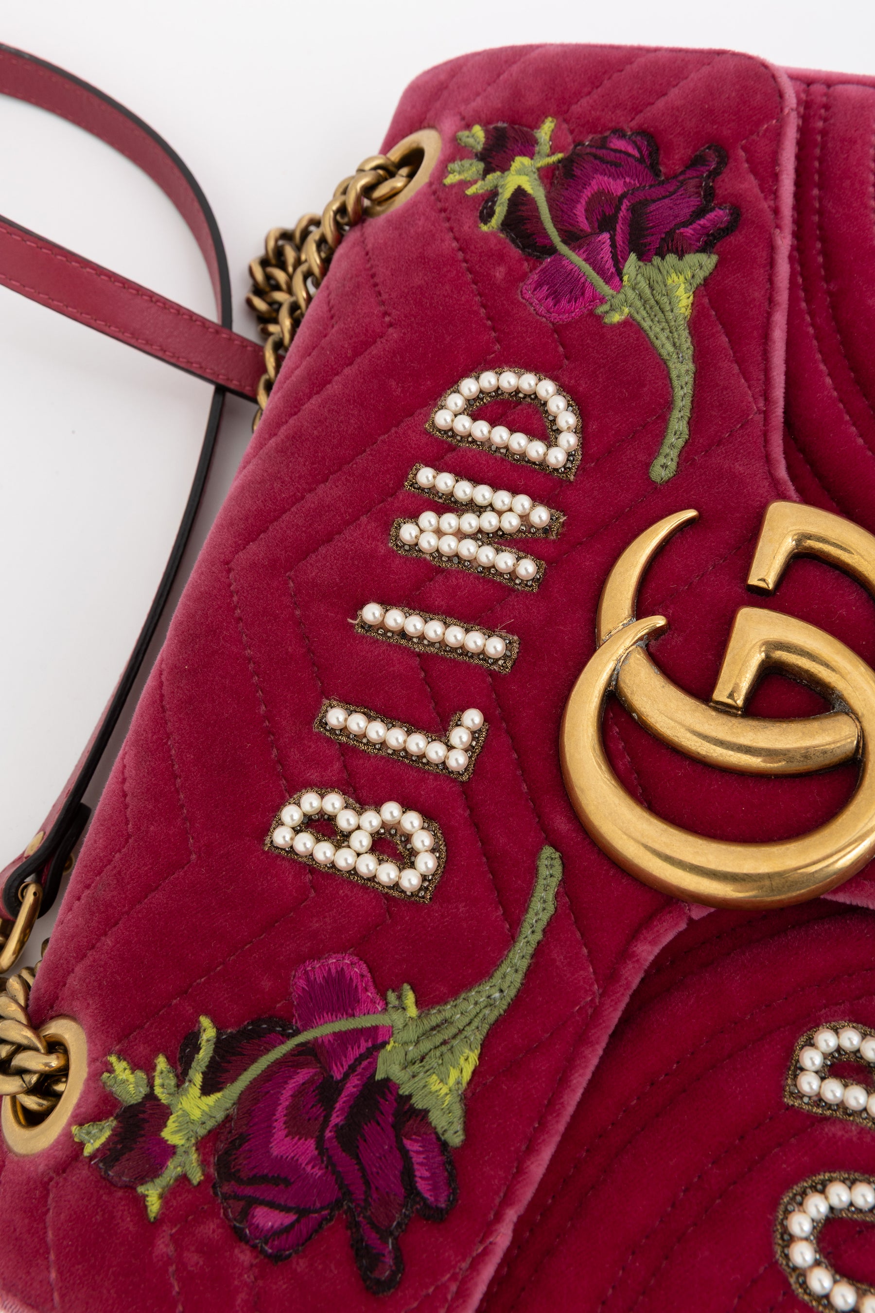 Blind for Love Embroidered Medium GG Marmont Shoulder Bag