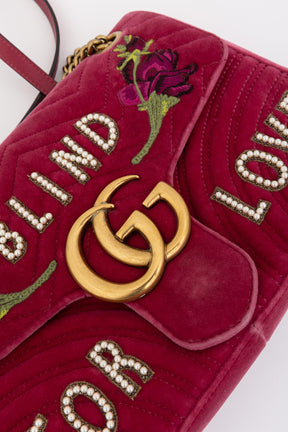 Blind for Love Embroidered Medium GG Marmont Shoulder Bag