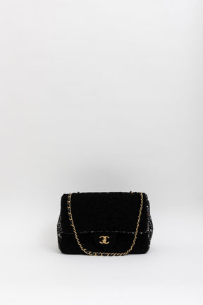Quilted Shearling and Fantasy Tweed Medium Classic Single Flap