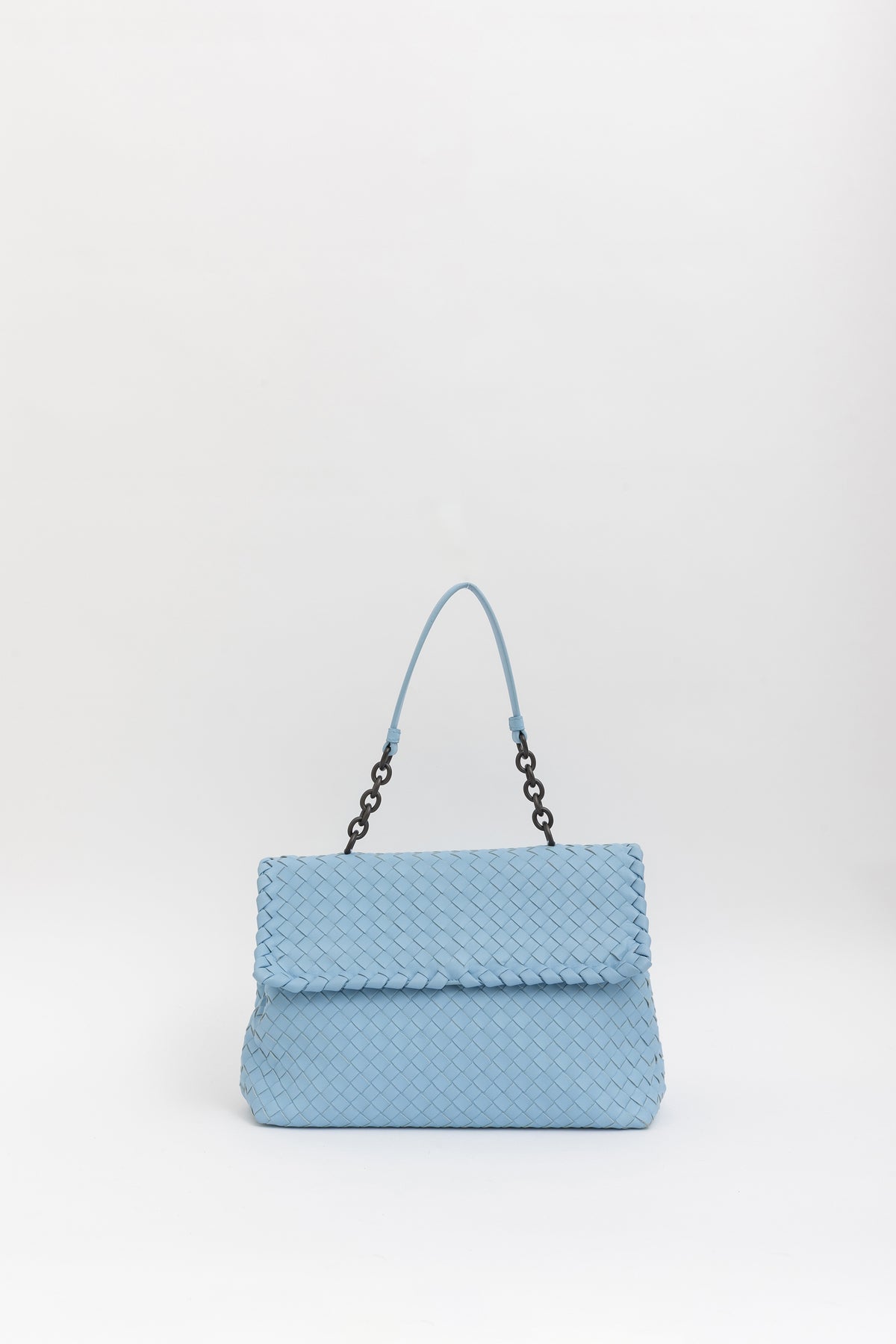 Bottega Veneta Blue Intrecciato Leather Olimpia Shoulder Flap Bag