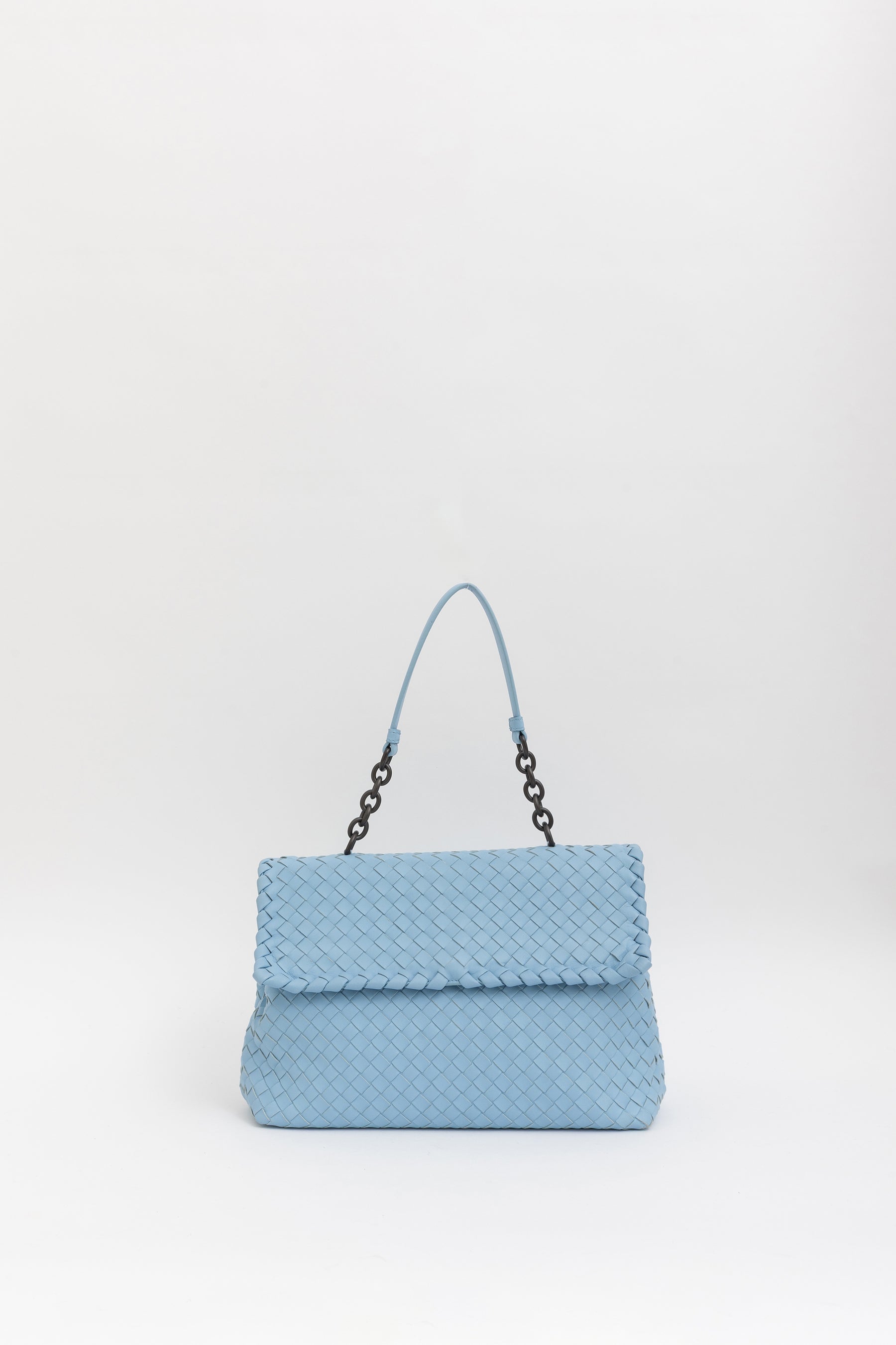 Bottega Veneta Blue Intrecciato Leather Olimpia Shoulder Flap Bag