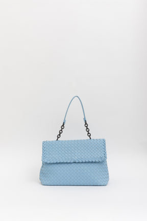 Bottega Veneta Blue Intrecciato Leather Olimpia Shoulder Flap Bag