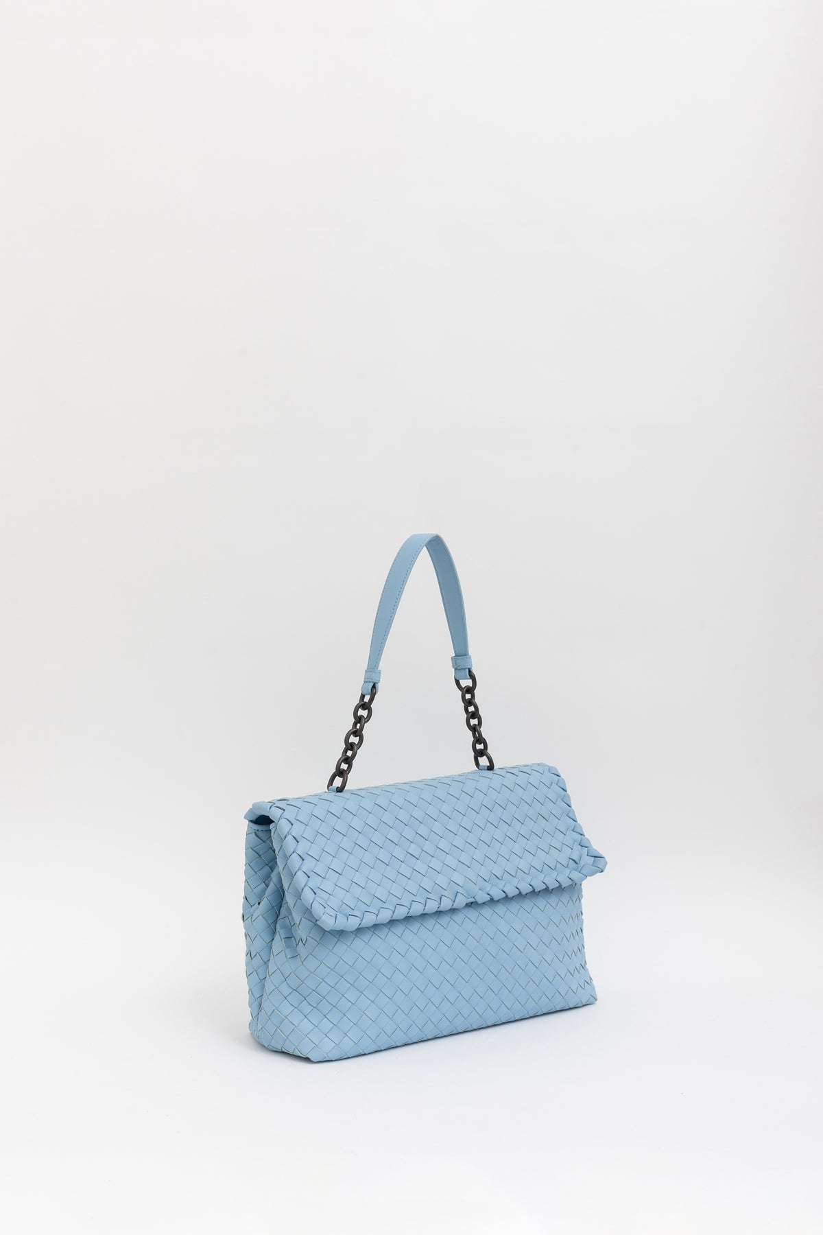 Bottega Veneta Blue Intrecciato Leather Olimpia Shoulder Flap Bag