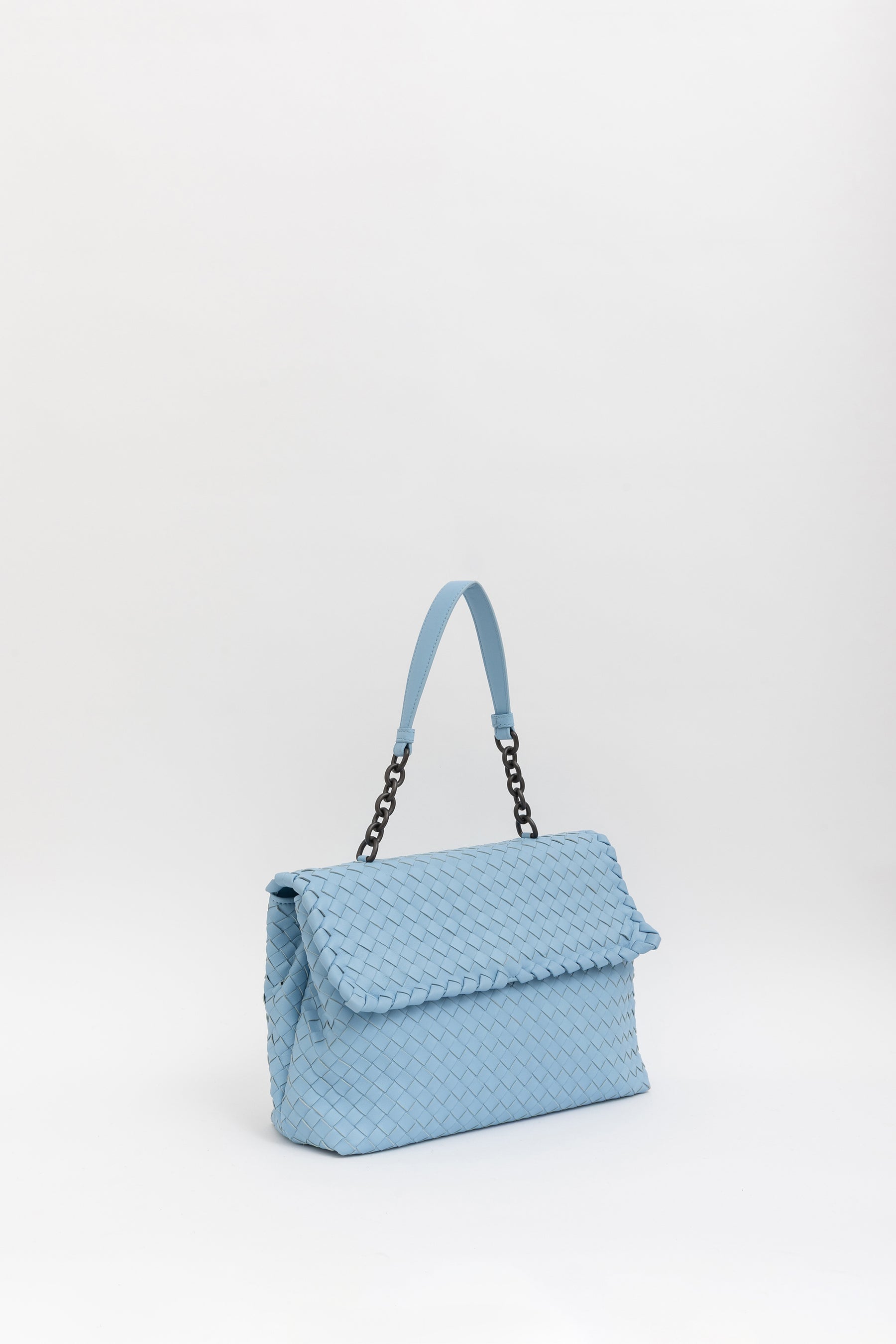 Bottega Veneta Blue Intrecciato Leather Olimpia Shoulder Flap Bag