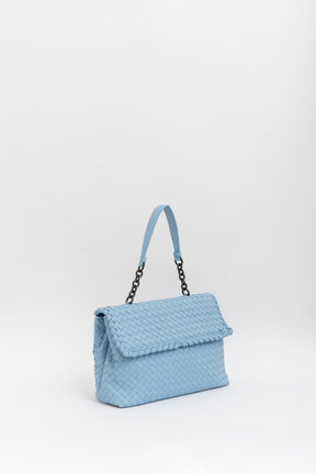Bottega Veneta Blue Intrecciato Leather Olimpia Shoulder Flap Bag