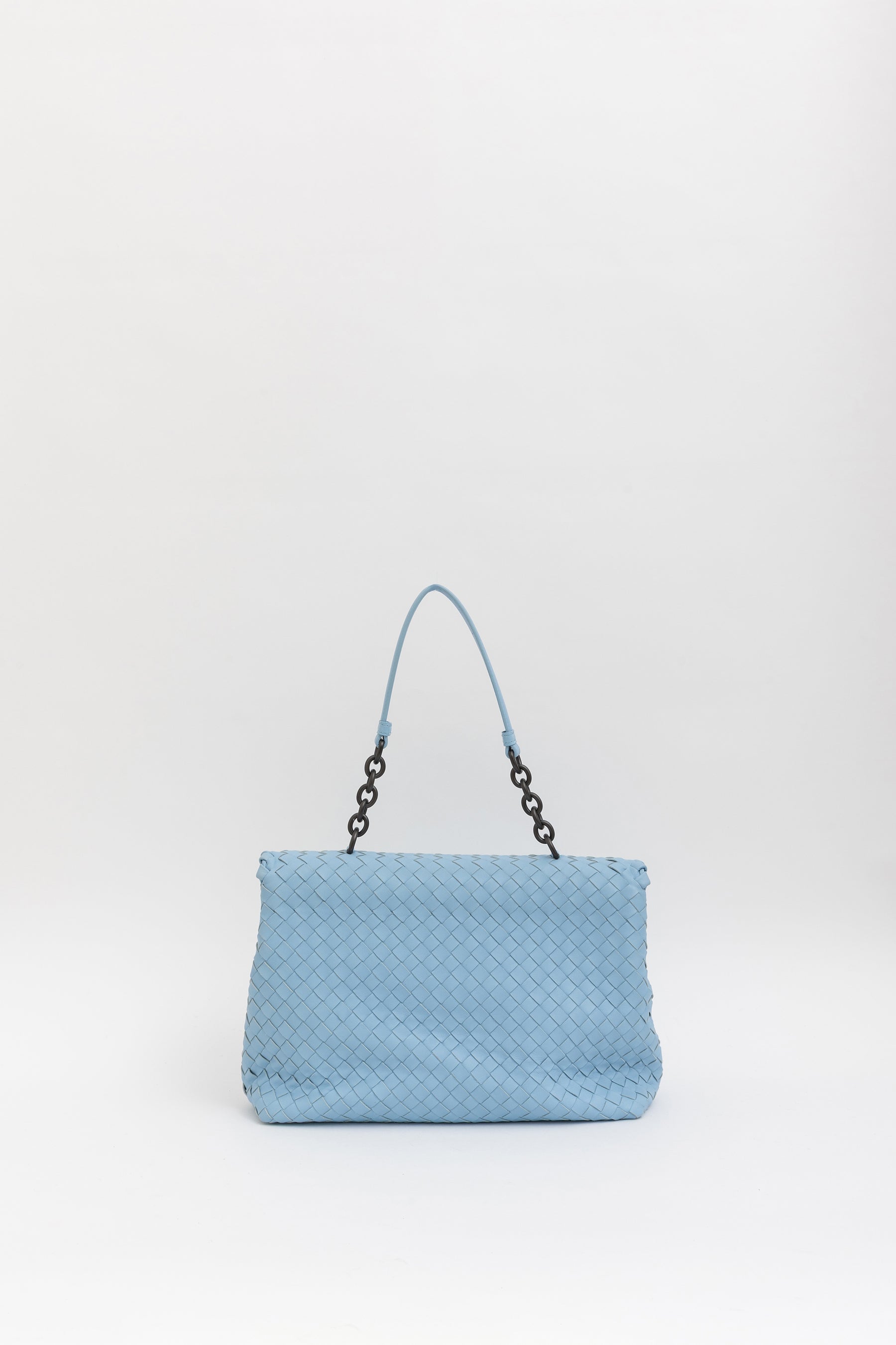 Bottega Veneta Blue Intrecciato Leather Olimpia Shoulder Flap Bag