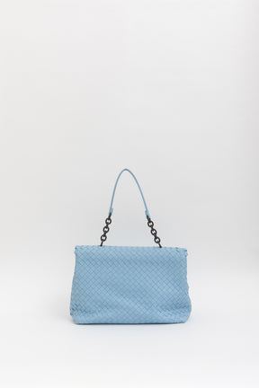 Bottega Veneta Blue Intrecciato Leather Olimpia Shoulder Flap Bag