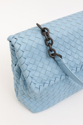 Bottega Veneta Blue Intrecciato Leather Olimpia Shoulder Flap Bag