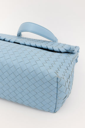 Bottega Veneta Blue Intrecciato Leather Olimpia Shoulder Flap Bag