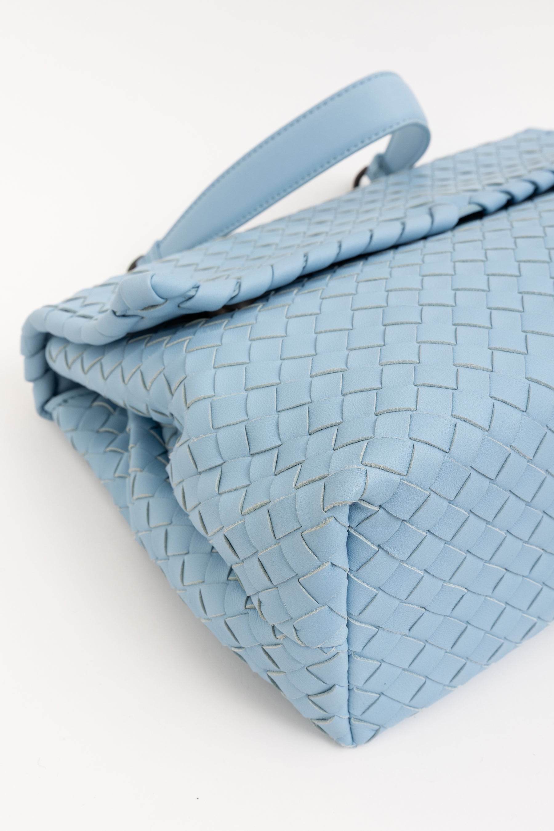 Bottega Veneta Blue Intrecciato Leather Olimpia Shoulder Flap Bag