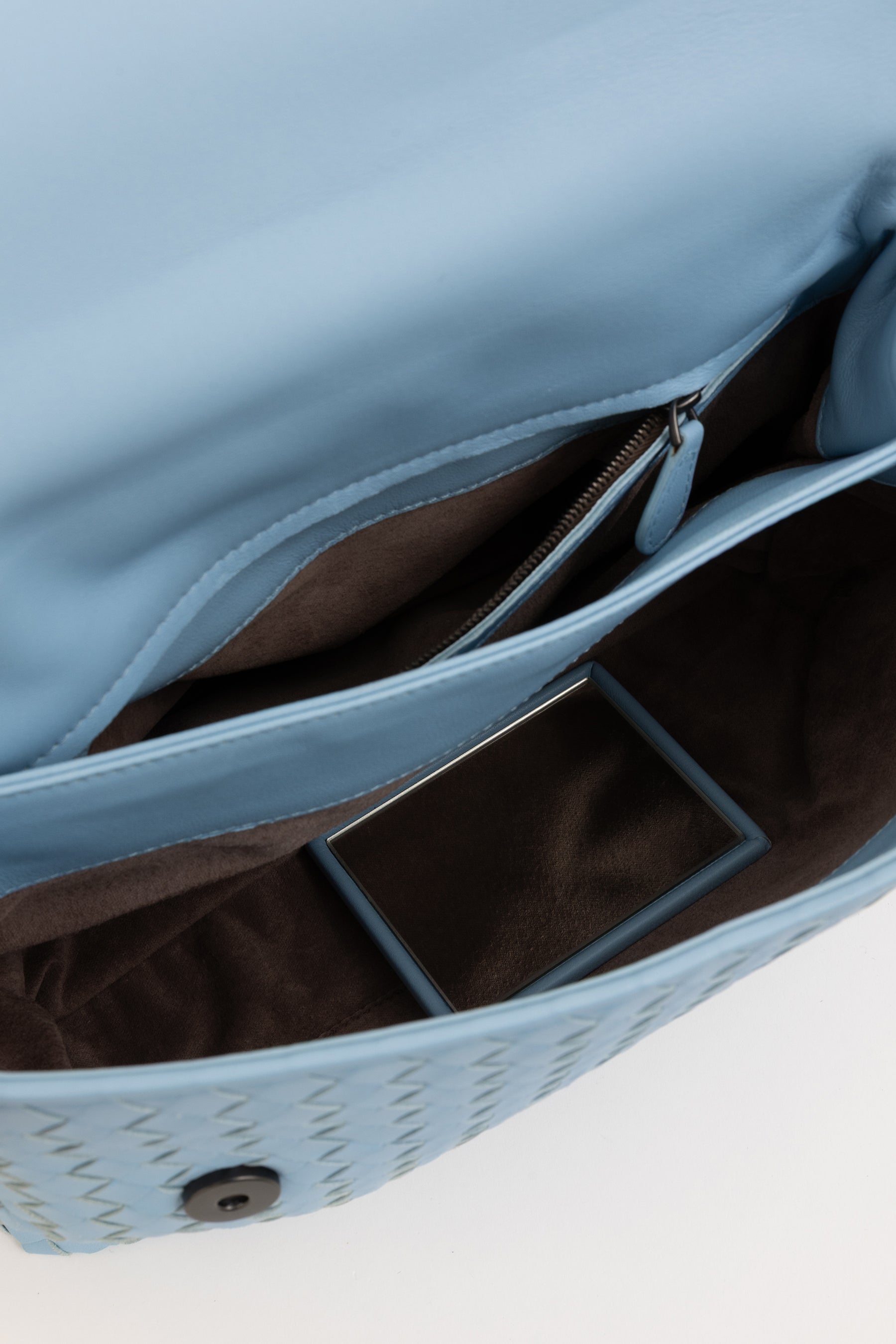 Bottega Veneta Blue Intrecciato Leather Olimpia Shoulder Flap Bag